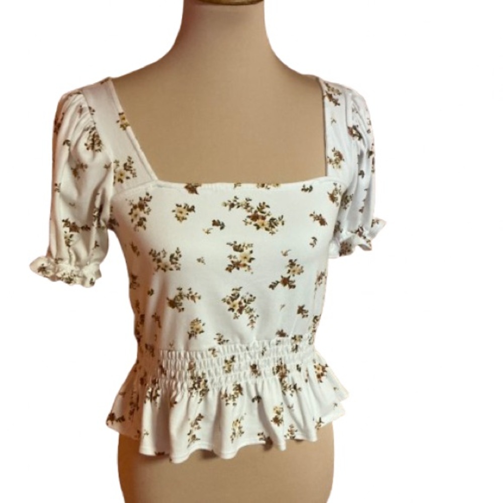 Iris autumn flowers feminine peplum top